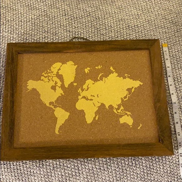 Hanging Framed Corkboard Wall World Map - Picture 2 of 5